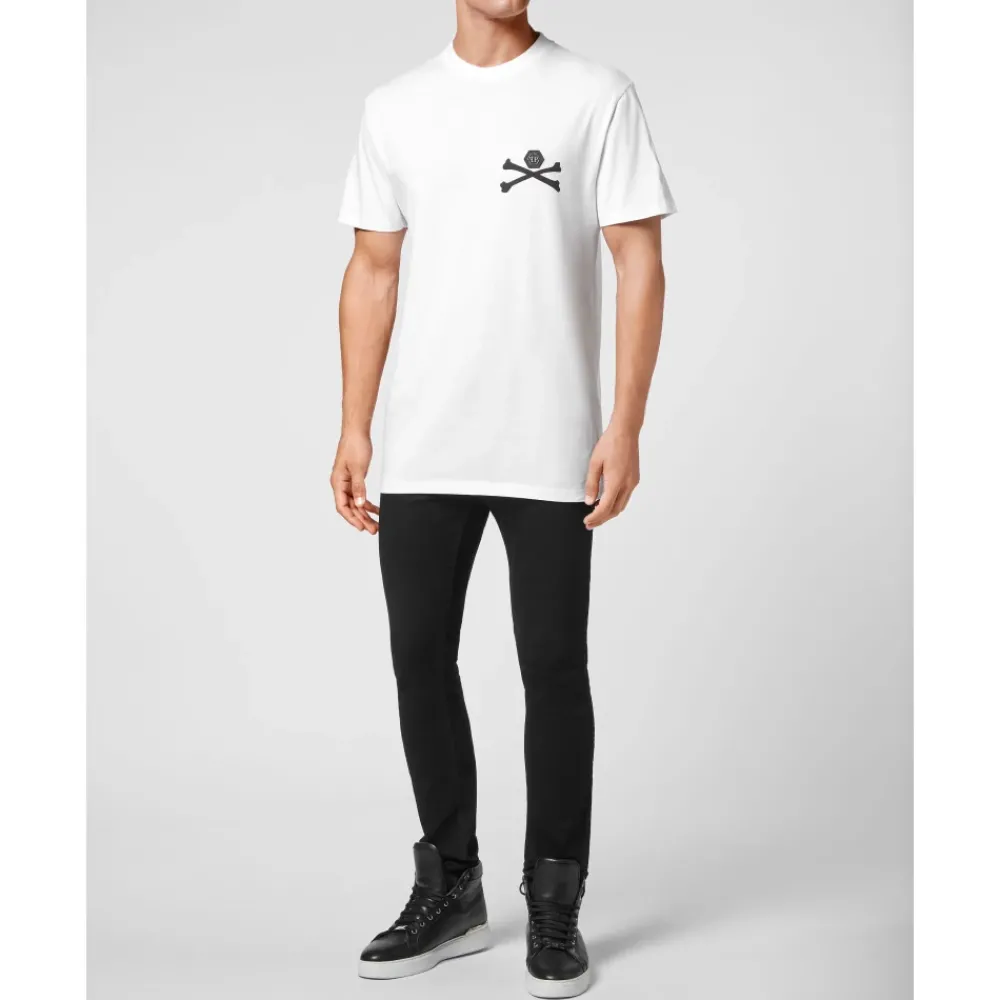 Heren Philipp Plein Jersey T-Shirt Ronde Hals Skelet
