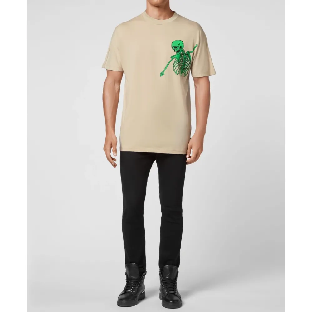 Heren Philipp Plein Jersey T-shirt Ronde Hals Skeleton