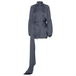 DAMES ROTATE Birger Christensen Jurk met hoge hals en knoopdetail