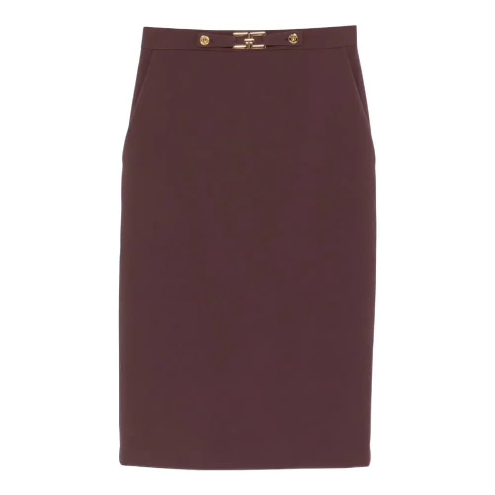 DAMES Elisabetta Franchi Rokken^Juwelen logo crêpe kokerrok