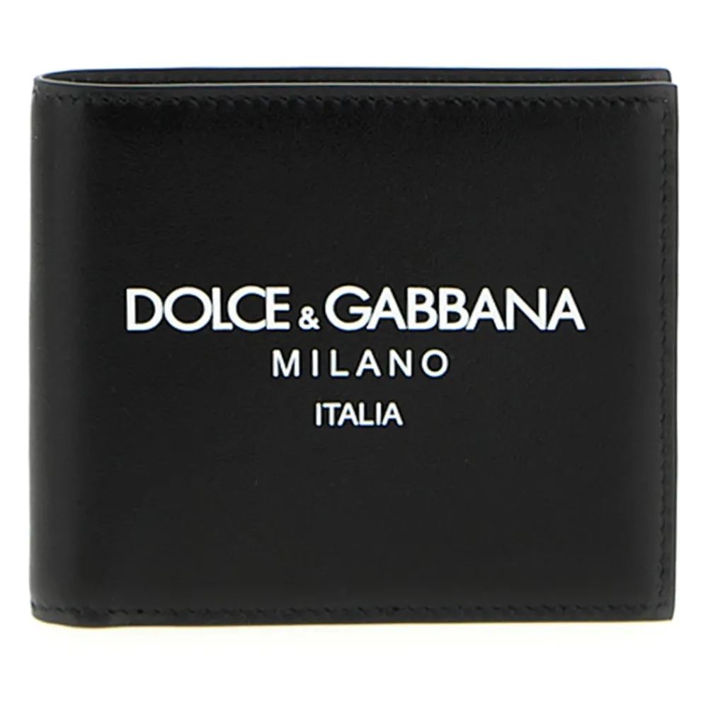 Heren Dolce & Gabbana Kalfsleren Bifold Portemonnee met Logo