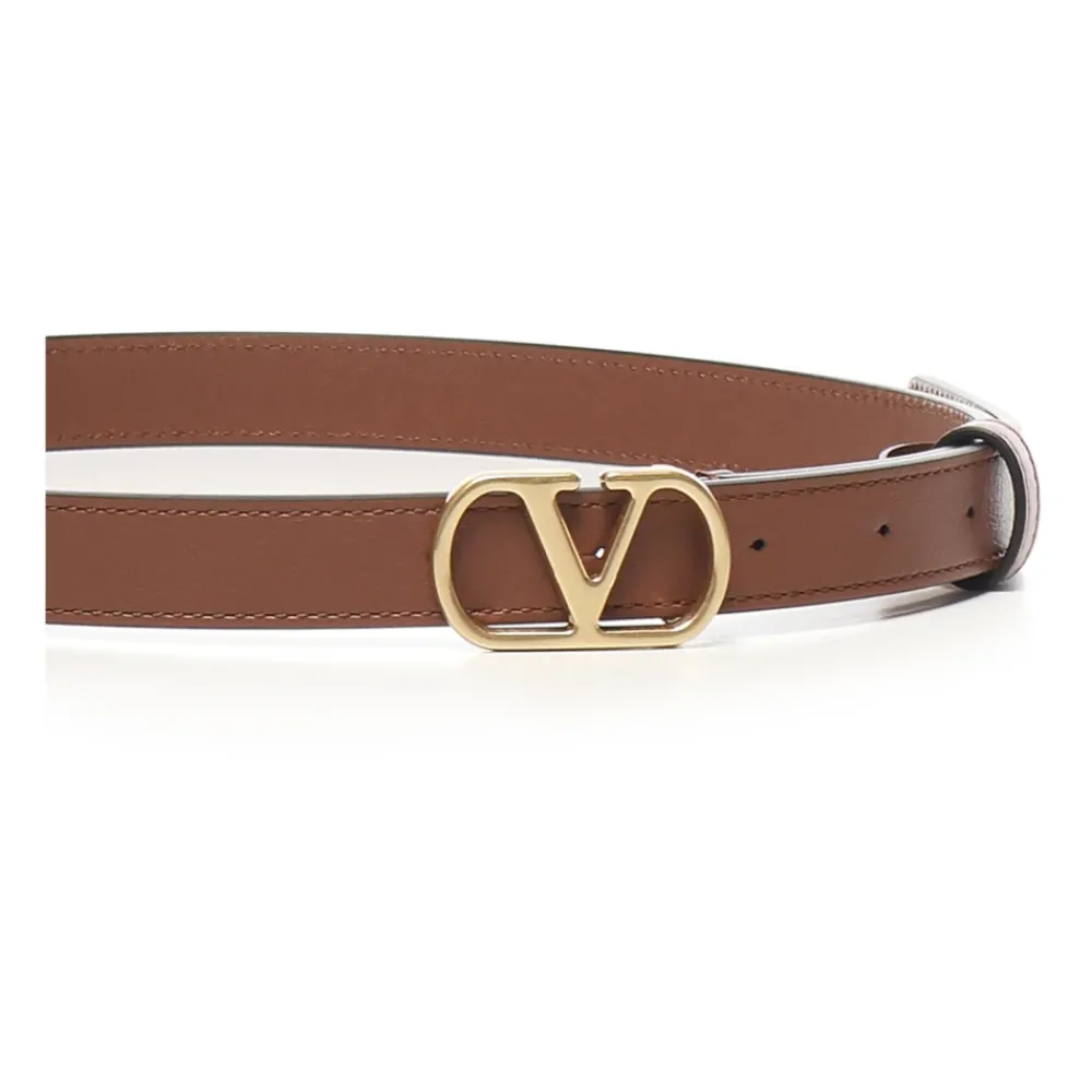 DAMES Valentino Garavani Kalfsleren Vlogo Signature Riem Diep Karamel