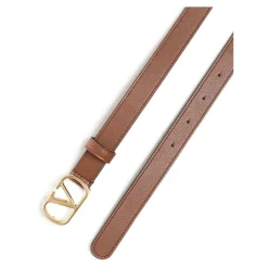 DAMES Valentino Garavani Kalfsleren Vlogo Signature Riem Diep Karamel