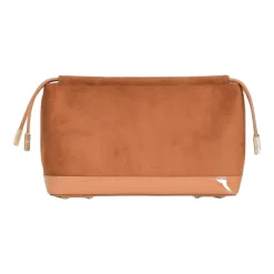 DAMES Elisabetta Franchi Kameel Suède Clutch met Gouden Accenten