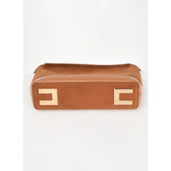 DAMES Elisabetta Franchi Kameel Suède Clutch met Gouden Accenten