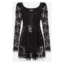 DAMES Elisabetta Franchi Jurken^Kanten Mini Jurk met Lange Mouwen