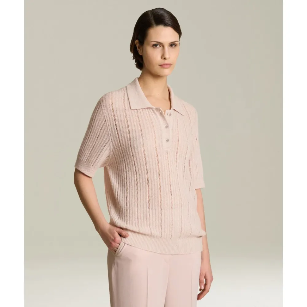 DAMES Kiton Kasjmier en zijde geperforeerde trui