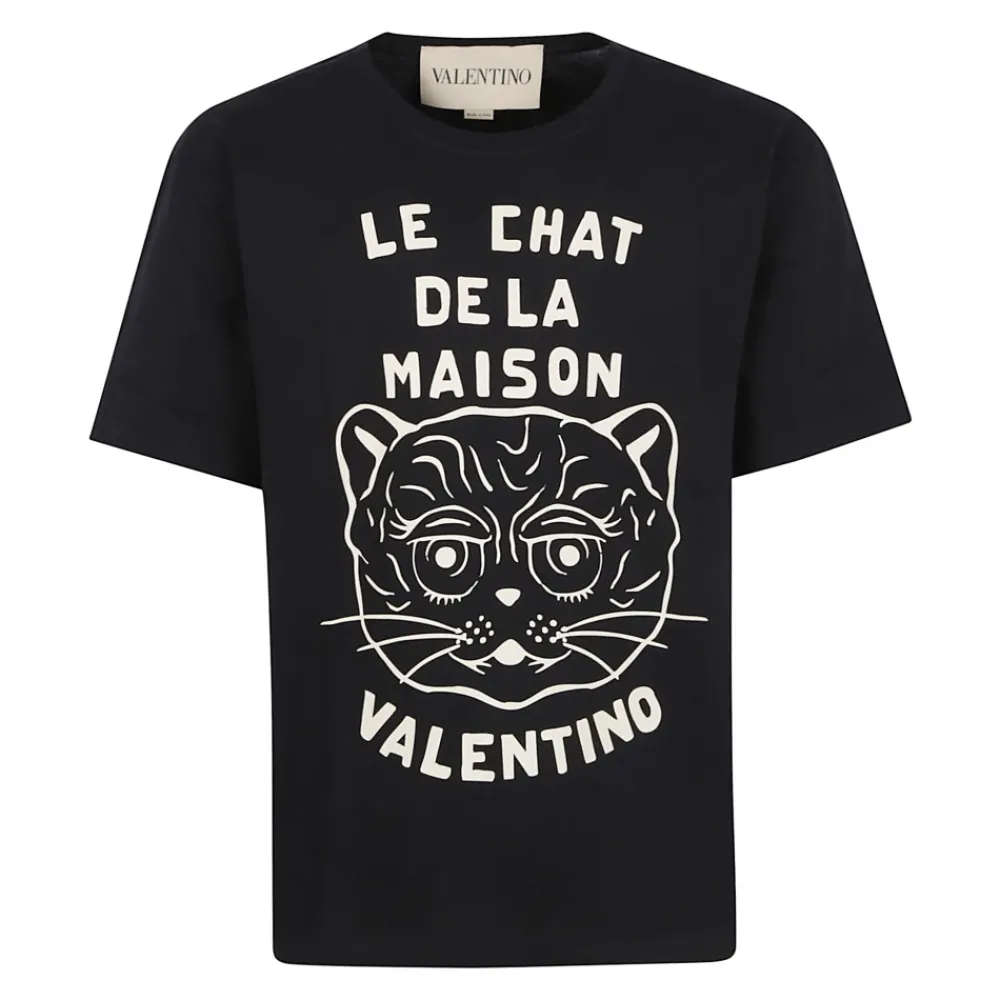 Heren Valentino Garavani Katoenen T-shirt met Le Chat De La Maison Print