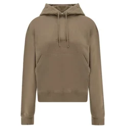 DAMES Saint Laurent Khaki Geborduurde Hoodie met Kangoeroezak