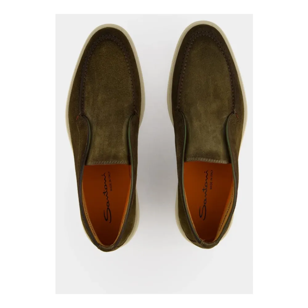 Heren Santoni Khaki Suede Desert Boots