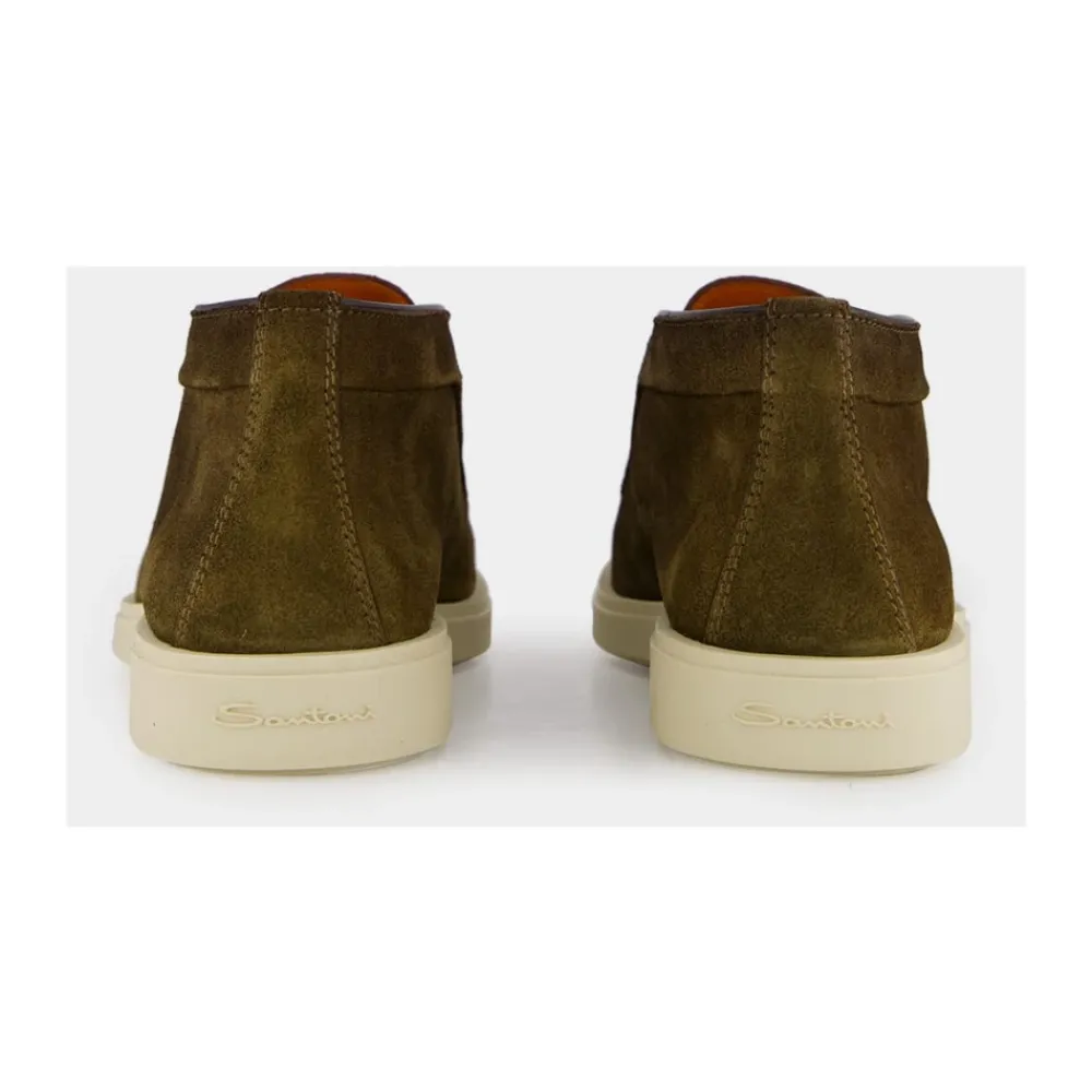 Heren Santoni Khaki Suede Desert Boots
