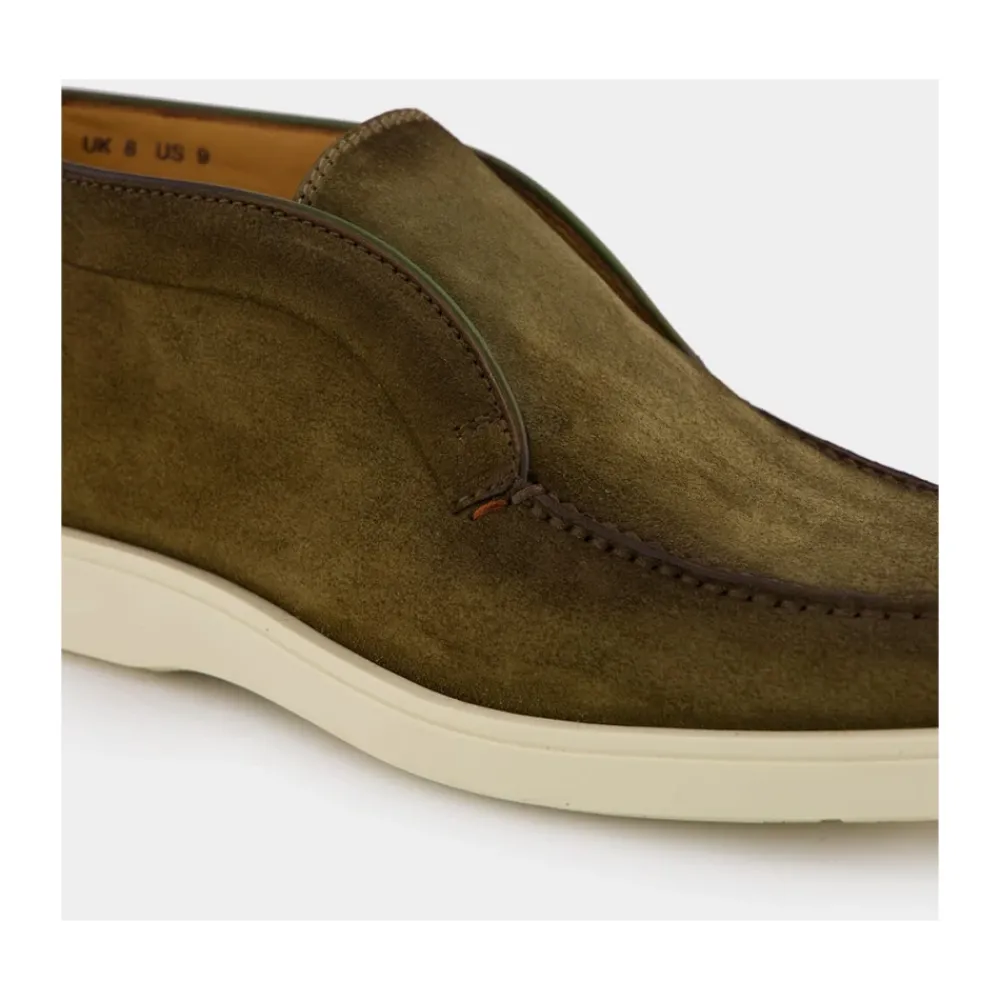 Heren Santoni Khaki Suede Desert Boots