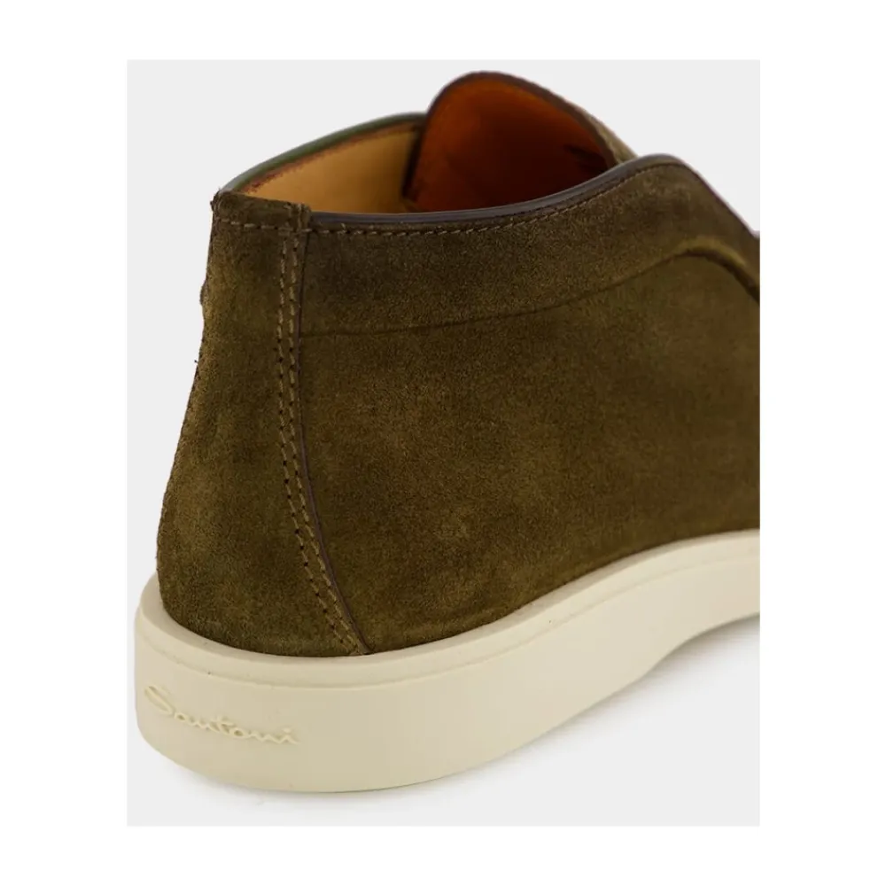 Heren Santoni Khaki Suede Desert Boots