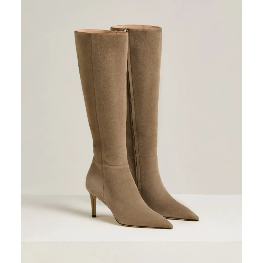 DAMES Kiton Enkellaarsjes|Laarzen^Kid Suède Laarzen met Naaldhak