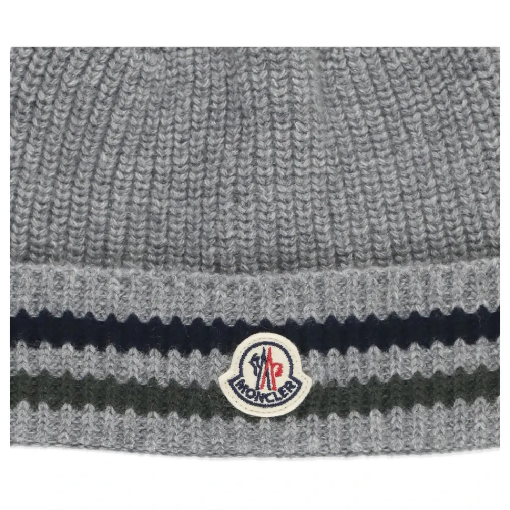 Moncler Mutsen En Petten^Kinderen Grijze Beanie met Logopatch
