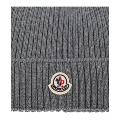 Moncler Mutsen En Petten^Kinderen Grijze Hoed met Logo Applicatie