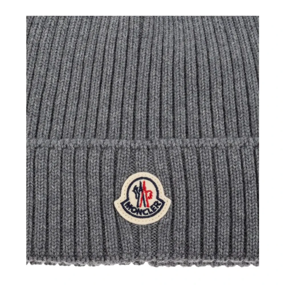 Moncler Mutsen En Petten^Kinderen Grijze Hoed met Logo Applicatie
