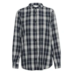 DAMES My Essential Wardrobe Klassieke Shirt Donker Saffierblauw Geruit