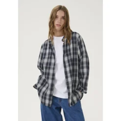 DAMES My Essential Wardrobe Klassieke Shirt Donker Saffierblauw Geruit