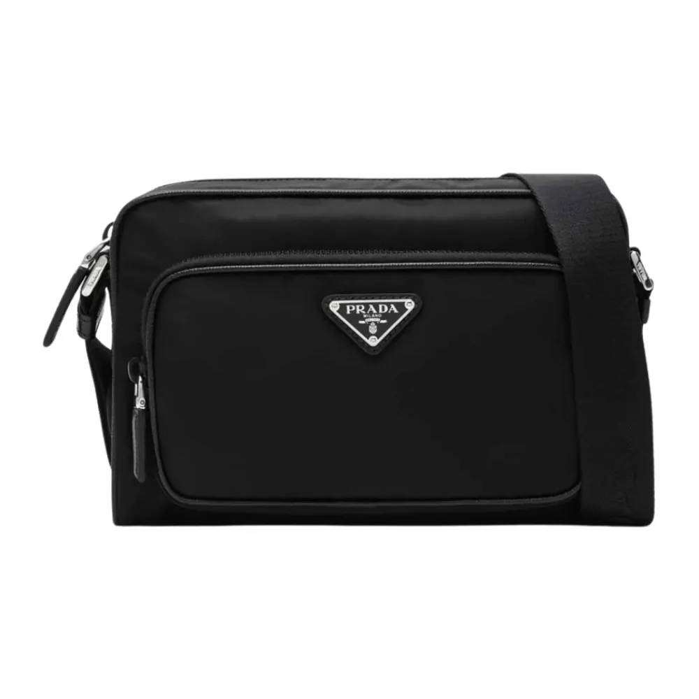 Heren Prada Tassen^Kleine Crossbodytas in Re-Nylon en Saffiano