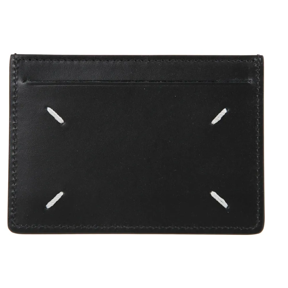 Heren Maison Margiela Korrel Textuur Leren Kaarthouder Portemonnee