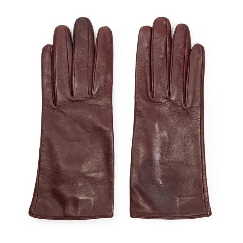 DAMES Dolce & Gabbana Handschoenen^Korte bordeauxrode leren handschoenen