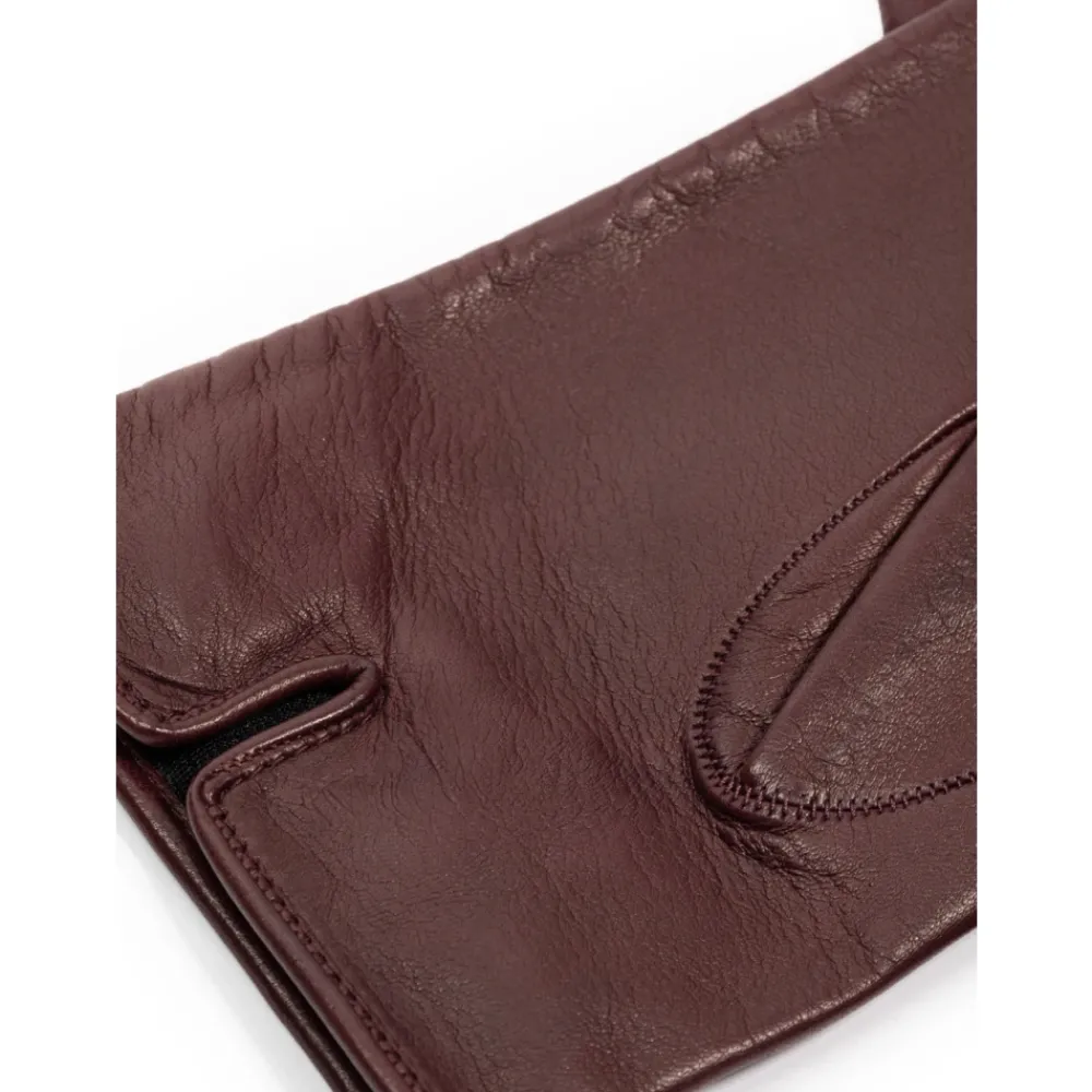 DAMES Dolce & Gabbana Handschoenen^Korte bordeauxrode leren handschoenen