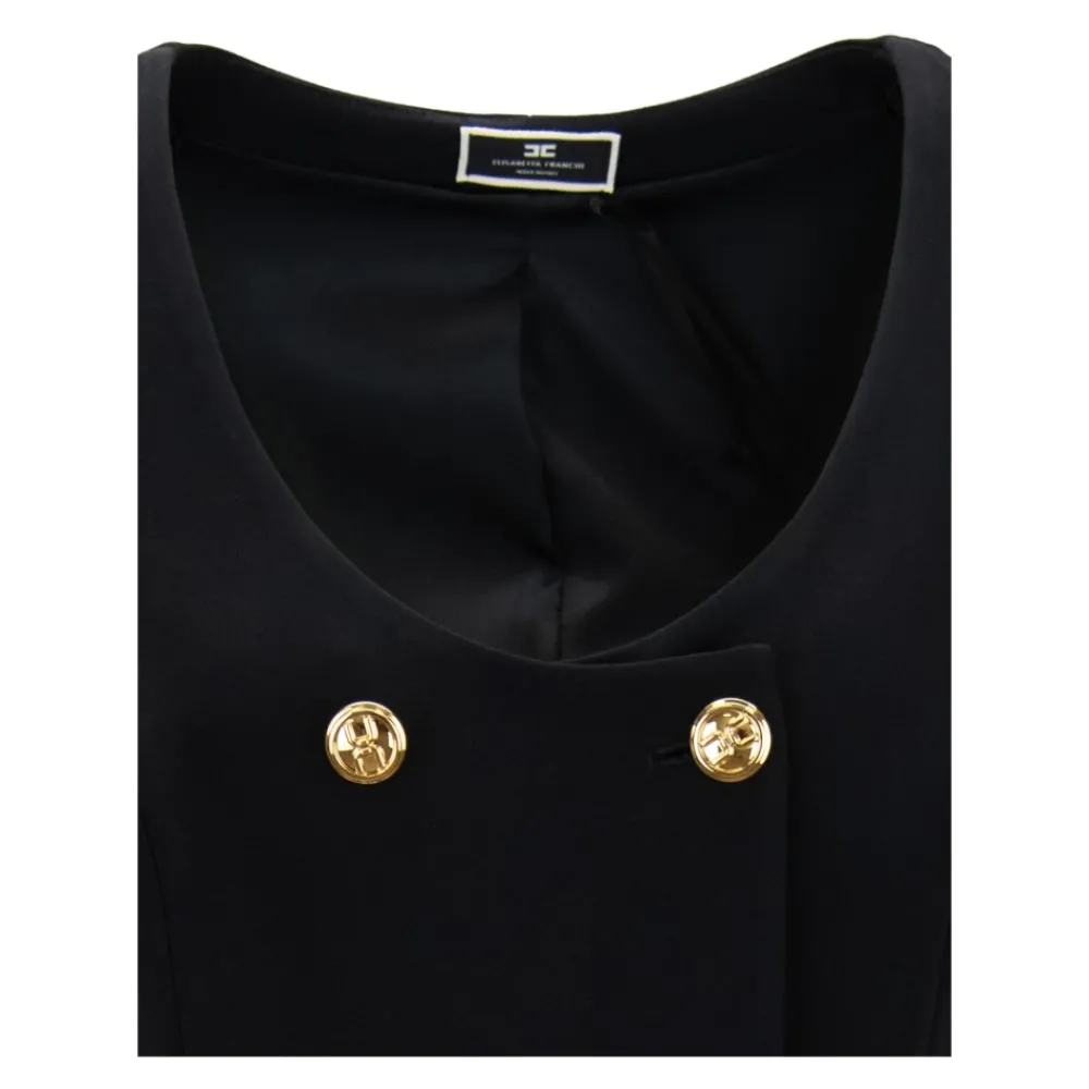 DAMES Elisabetta Franchi Korte jurk met pofmouwen en gouden knopen