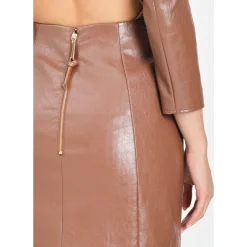 DAMES Elisabetta Franchi Jurken^Korte Kameel Jurk met Open Rug