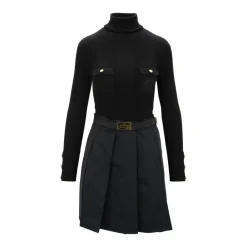 DAMES Elisabetta Franchi Korte Mouw Jurk met Hoge Hals