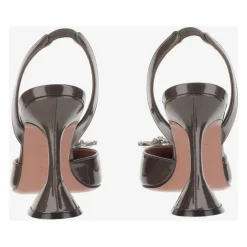 DAMES Amina Muaddi Kristallen Broche Leren Slingbacks