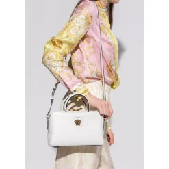 DAMES Versace La Medusa Leather Boston Bag