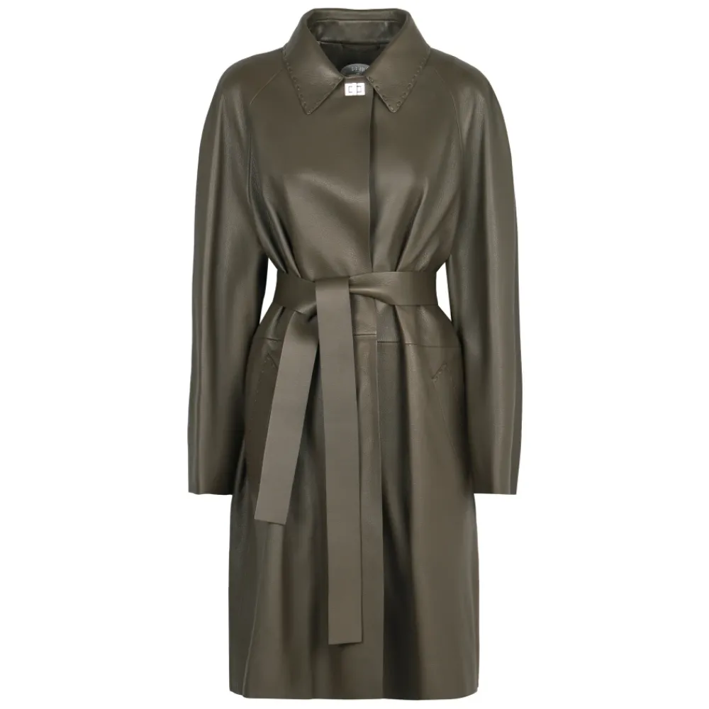 DAMES Fendi Lange jas van hertenleer met riem