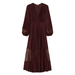 DAMES Twinset Jurken^Lange jurk met kant en plooien