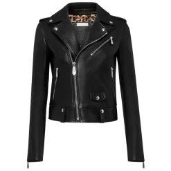 DAMES Philipp Plein Jassen^Leather Biker Look at Me Flame
