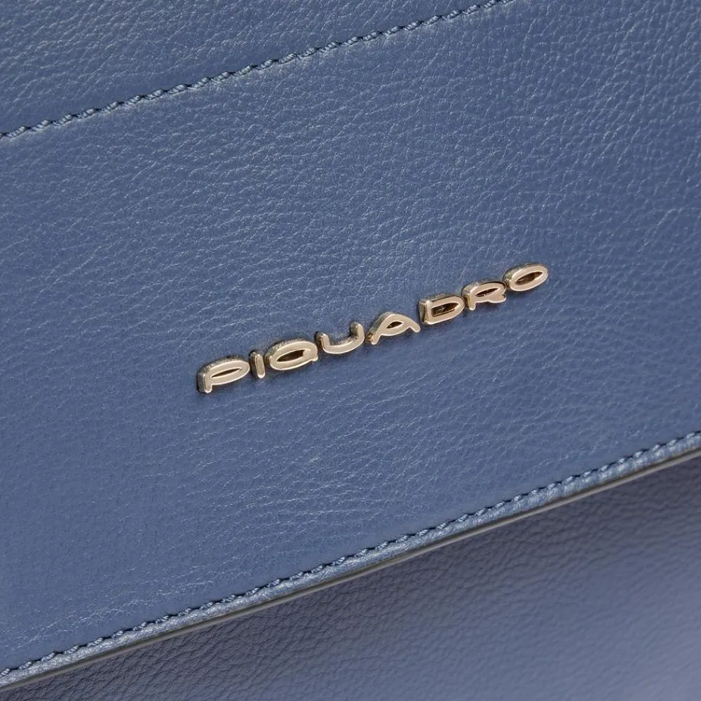 DAMES Piquadro Laptoptassen^Leather laptop women's satchel bag with RFID and shock-absorbing protection