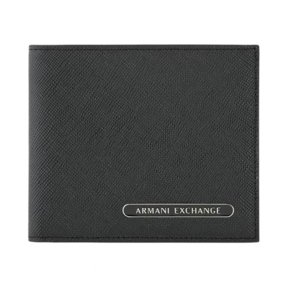 Heren Armani Exchange Lederen portemonnee met binnenvakken