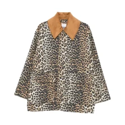 DAMES Ganni Jassen^Leopard Printed Canvas Midi Jacket