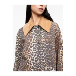 DAMES Ganni Jassen^Leopard Printed Canvas Midi Jacket