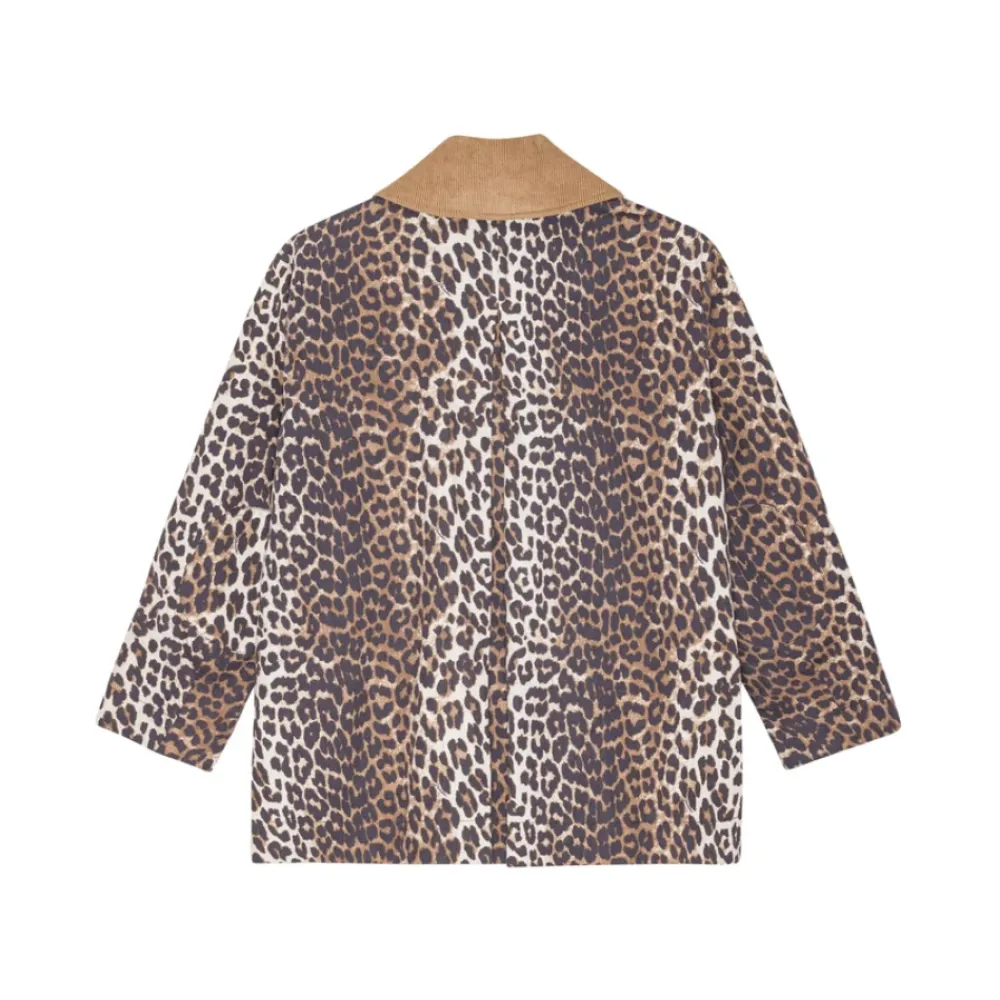 DAMES Ganni Jassen^Leopard Printed Canvas Midi Jacket