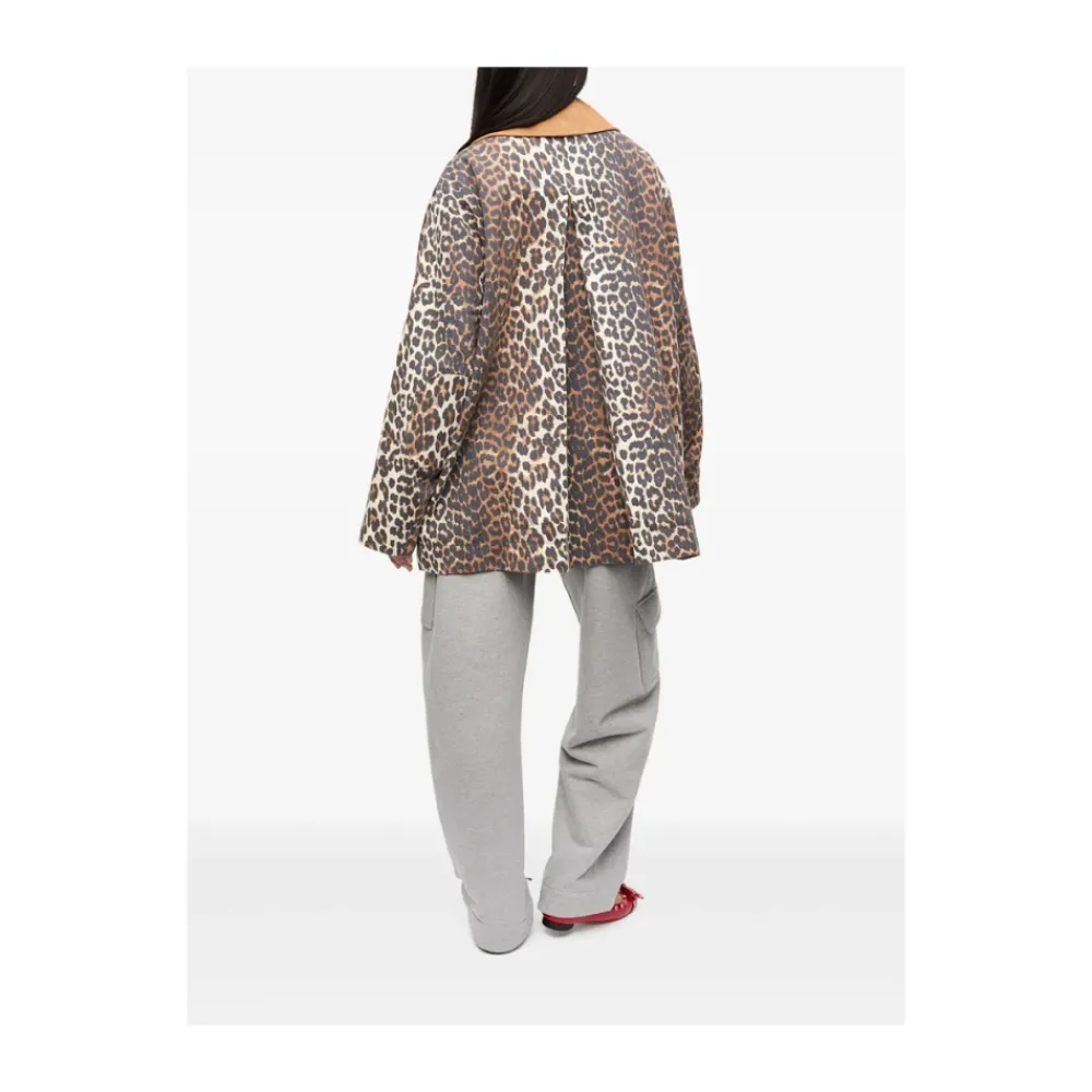 DAMES Ganni Jassen^Leopard Printed Canvas Midi Jacket