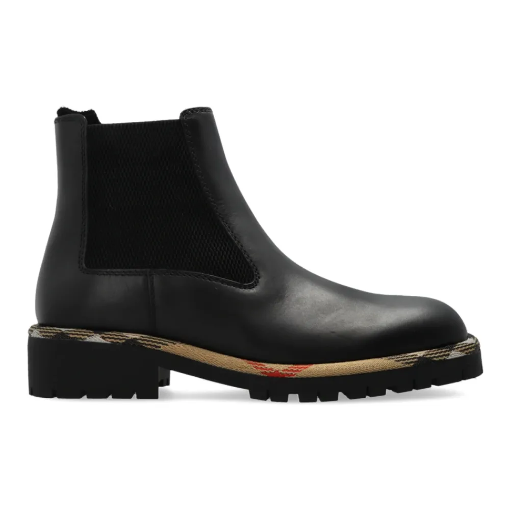 DAMES Burberry Chelseaboots^Leren Chelsea laarzen