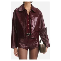 DAMES Self Portrait Jassen^Leren Cropped Jas