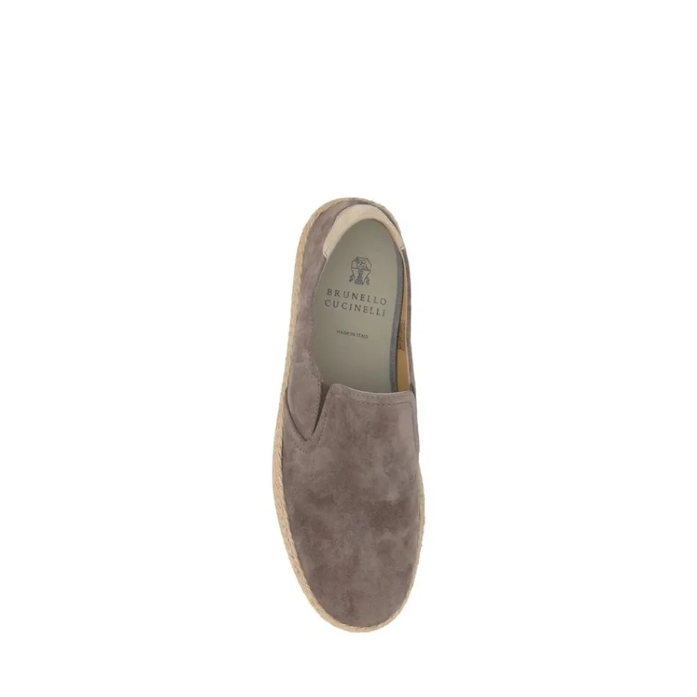 Heren Brunello Cucinelli Leren Espadrilles met Touwzool