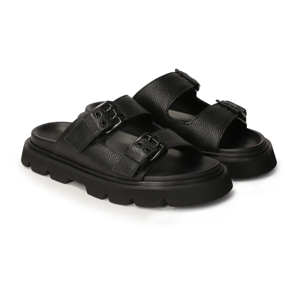 Heren Kazar Leren flip-flops op een dikke zool