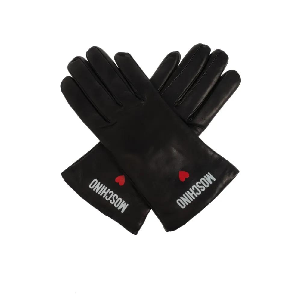 Heren Moschino Handschoenen^Leren handschoenen met bedrukt logo