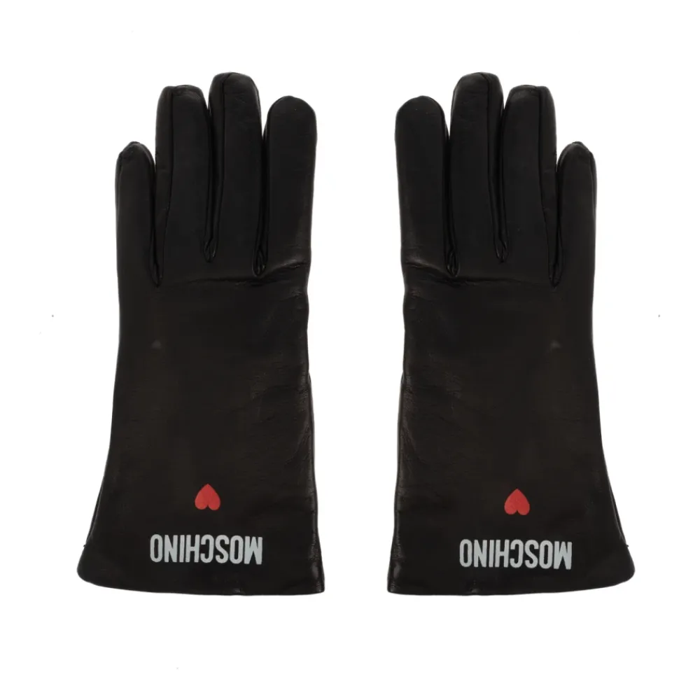 Heren Moschino Handschoenen^Leren handschoenen met bedrukt logo