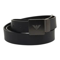 Heren Emporio Armani Leren Logo Gesp Verstelbare Riem
