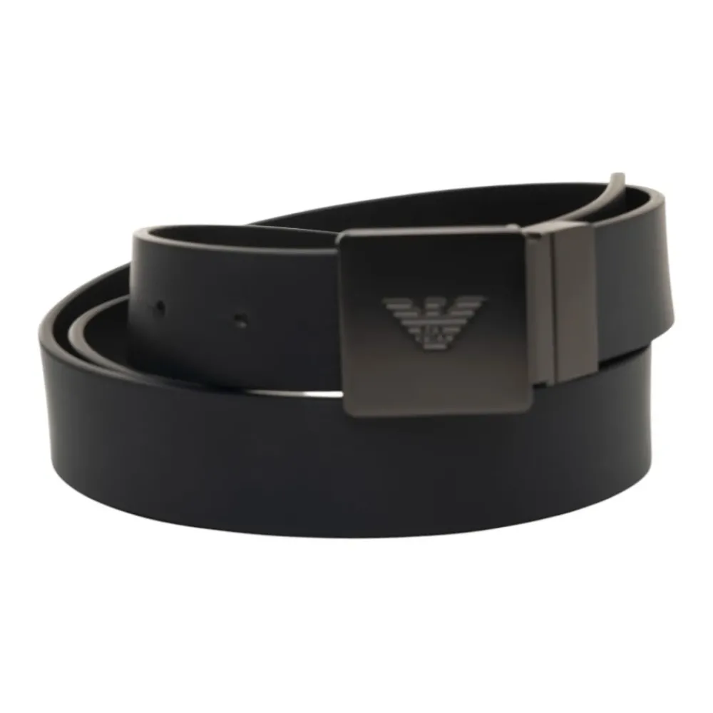 Heren Emporio Armani Leren Logo Gesp Verstelbare Riem
