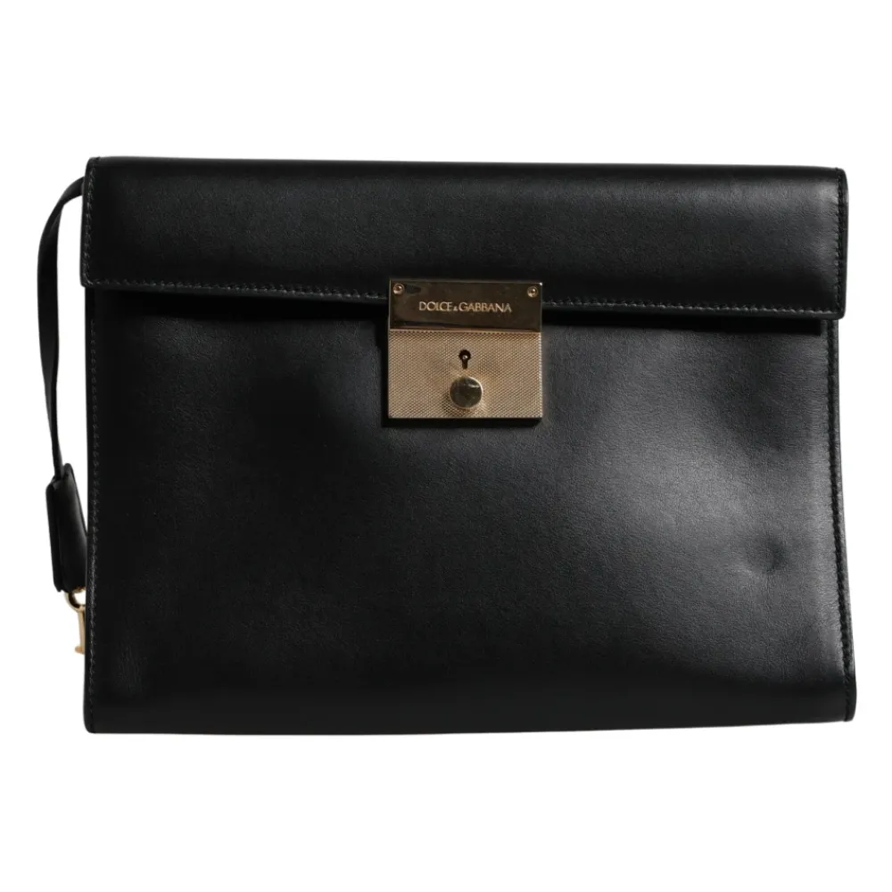 DAMES Dolce & Gabbana Leren Logo Plaque Aktetas